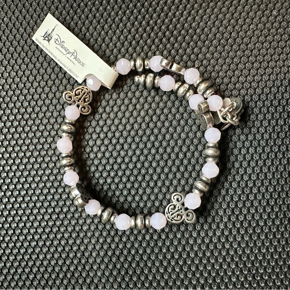 Disney Parks Alex & Ani Silver and Pink Beaded Wrap Bracelet